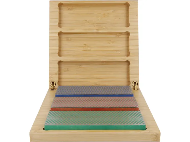 Slijpsteen DMT box met 3st. extra fijne, fijne en grove korrel