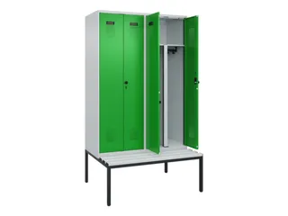 PBM-locker met bank,HxBxD 2120x1200x815mm,4vak,vak B 300mm - 1