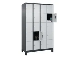 lockerkast,HxBxD 1950x1200x500mm,4x5vakken,vak B 300mm,cil.-slot
