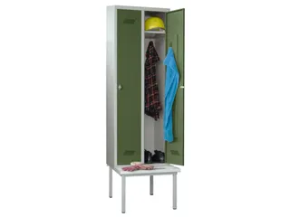 locker met bank,HxBxD 2150x800x500mm,2vak,RAL7035,front RAL6011 - 1