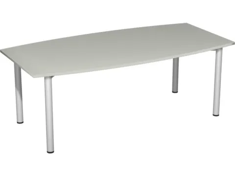 vergadertafel HxBxD 72x200x80cm vatvormig Lichtgrijs 4voeten Alu