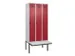 locker met bank,voor scheiding van kleding,HxBxD 2120x900x815mm,3vak