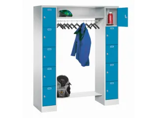 personeelsgarderobe draaigr. 1950x1500x500mm 2x5 vakken 300mm RAL5012 - 1