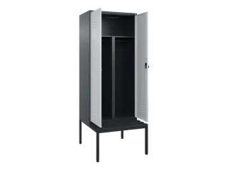 PBM-locker met bank,HxBxD 2120x800x815mm,2vak,vak B 400mm,draaigrendel - 2