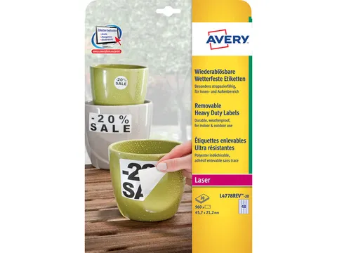 Weerbestendig Etiket Avery Np 45.7x21.2mm L4778rev-20 wit