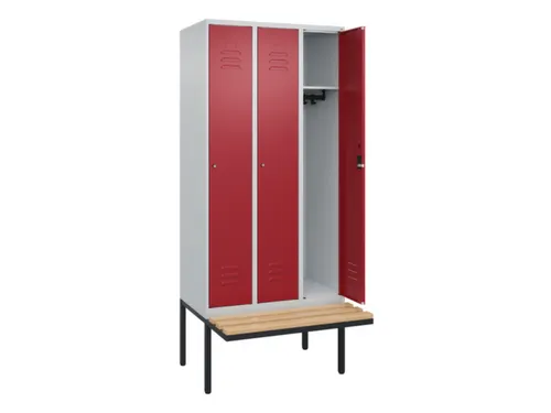 locker met bank,HxBxD 2120x900x815mm,3vak,vak B 300mm,cil.-slot