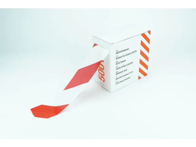 Afzetlint 70mm 500 Meter LDPE 30MU Rood/Wit