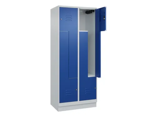 Z-garderobekast,HxBxD 1950x800x500mm,vak B 200/400mm,cil.-slot,sokkel