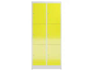 Lockerkast 1800x800x500mm 2x3 vakken cilinderslot, sokkel, RAL1018 - 2