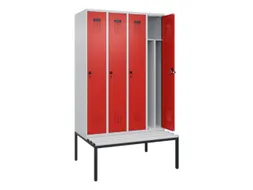 locker met bank,voor scheiding van kleding,HxBxD 2120x1200x815mm,4vak