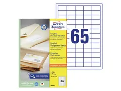 Etiket Avery Zweckform LR3666 38x21.2mm recycled wit 6500 stuks