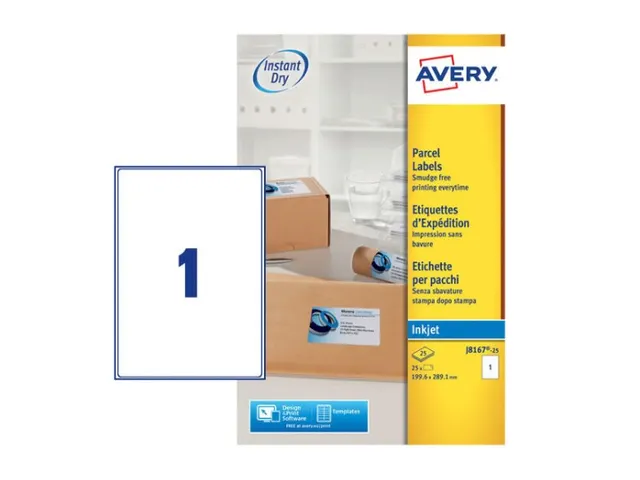 Etiket Avery J8167-25 199.6x289.1mm wit 25stuks