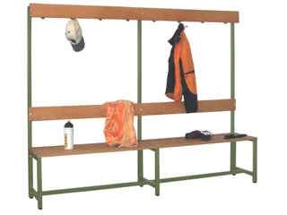Omkleedbank LxB 2000x400mm Houten Latten Haken Enkelzijdig RAL6011 - 2