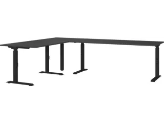 hoekbureau,in h. verstelb.,HxBxD 710-910x2600x2000mm,blad grafiet - 1