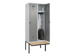 locker met bank,HxBxD 2120x800x815mm,2vak,vak B 400mm,draaigrendel