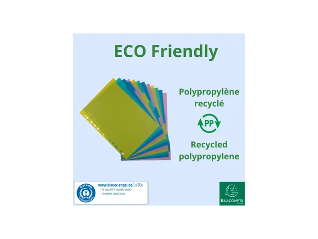 Intercalaires polypropylène recyclé Forever Young 12 positions - A4