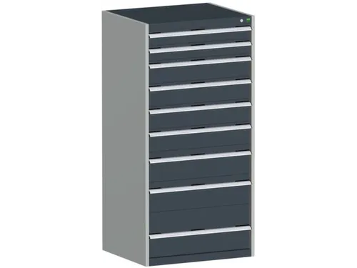 ladekast HxBxD 1600x800x750mm 9laden RAL7035 front RAL7016