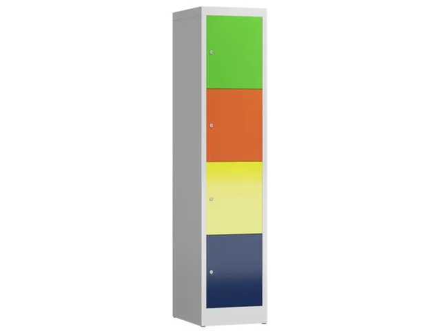 Lockerkast 1800x415x500mm 1x4 vakken cilinderslot, multicolor