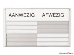 In-uit Bord 6 Namen Aluminium Aan/afwezigheidsbord Wit