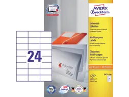 Etiket Avery Zweckform 3474-200 70x37mm wit 4800stuks