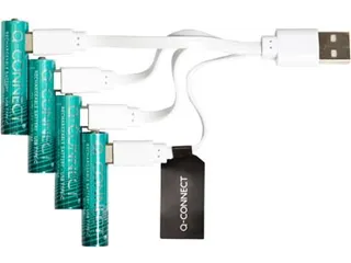 Q-CONNECT USB-C herlaadbare batterijen AAA, blister van 4 stuks - 10