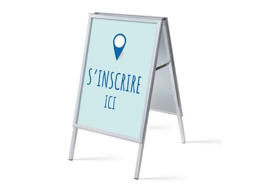 Stoepbord A1 complete set met print "S'incrire ici" Blauw