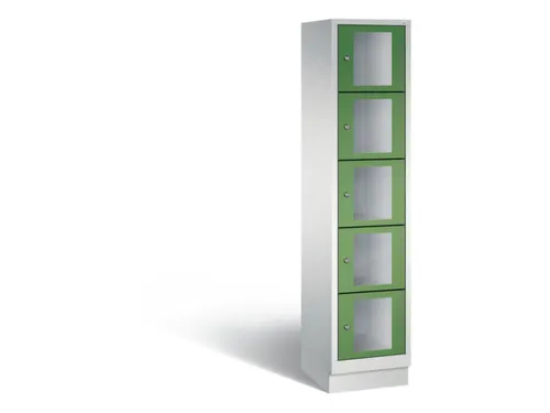 Lockerkast 1800x420x500mm 1x5 vakken Cilinderslot, Sokkel, RAL6011
