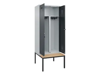 PBM-locker met bank,HxBxD 2120x800x815mm,2vak,vak B 400mm,draaigrendel - 1