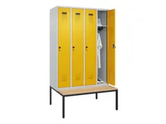 locker met bank,HxBxD 2120x1200x815mm,4vak,vak B 300mm,draaigrendel