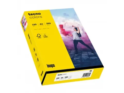Inapa Tecno colors Gekleurd papier A4 Intens Geel 120 gram 250vel