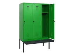 locker met bank,HxBxD 1950x1200x815mm,3vak,vak B 400mm,draaigrendel
