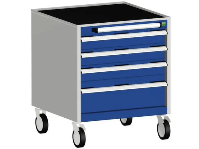 ladekast verrijdbaar 780x650x525mm 4laden romp RAL7035 front RAL5010
