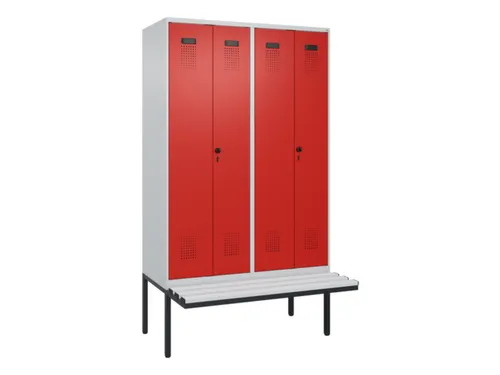 PBM-locker met bank,HxBxD 2120x1200x815mm,4vak,vak B 300mm