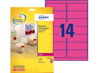 Etiket Avery L7363P-25 99.1x38.1mm Neon Roze 350 Stuks - 2