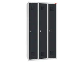 lockerkast,HxBxD 1800x900x500mm,3vak,draaigrendel,sokkel,romp RAL7035 - 1