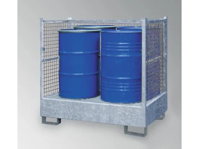 Opvangbak 4x 200l Opvangvol. 220l 1320x 1410x 1290mm Leuning 3-Zijdig