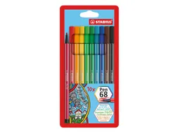 Viltstift Stabilo 68 Plastic Etui 10Stuks Assorti