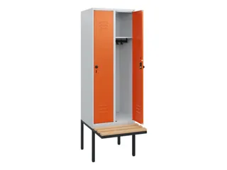 locker met bank,HxBxD 1950x600x815mm,2vak,vak B 300mm,draaigrendel - 2