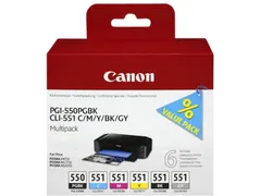 Inktcartridge Canon PGI-550 + CLI-551 zwart + 5 kleuren