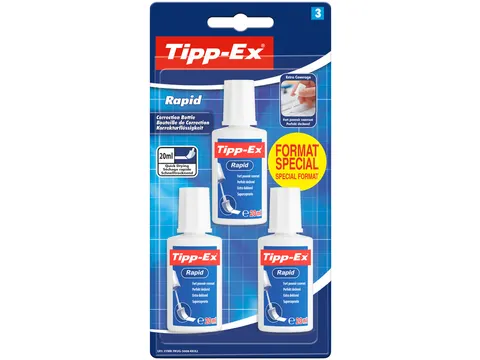 Correctievloeistof Tipp-ex Rapid 20ml blister à 3 stuks
