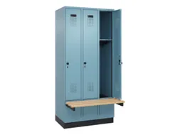 locker met bank,HxBxD 1950x900x815mm,3vak,vak B 300mm,draaigrendel