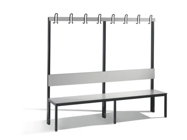 omkleedbank,HxLxD 1710x2000x407mm,HPL zilvergrijs,frame staal RAL7021