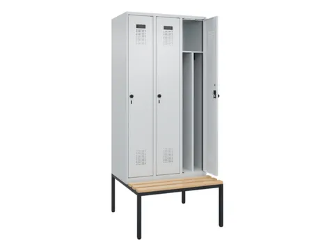 locker met bank,voor scheiding van kleding,HxBxD 2120x900x815mm,3vak