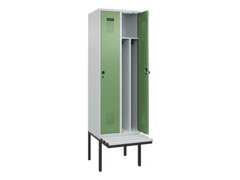 locker met bank,voor scheiding van kleding,HxBxD 2120x600x815mm,2vak