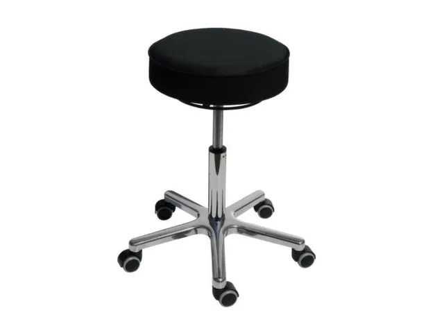 Draaikruk met Wielen 460-590mm Zitting Kunstleer Zwart