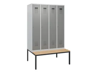 locker met bank,HxBxD 1950x1200x815mm,4vak,vak B 300mm,cilinderslot - 2
