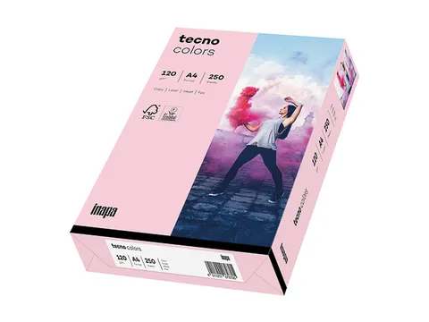 Inapa Tecno colors Gekleurd papier A4 Lichtroze 120 gram 250vel