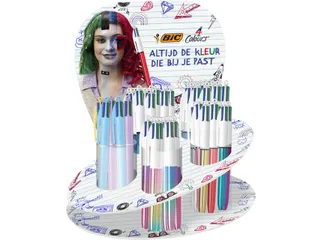 Balpen Bic 4kleuren medium assorti display à 60 stuks - 1