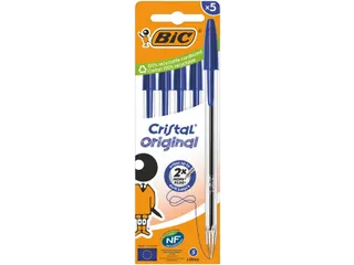 Balpen Bic Cristal medium blauw blister à 5 stuks - 2