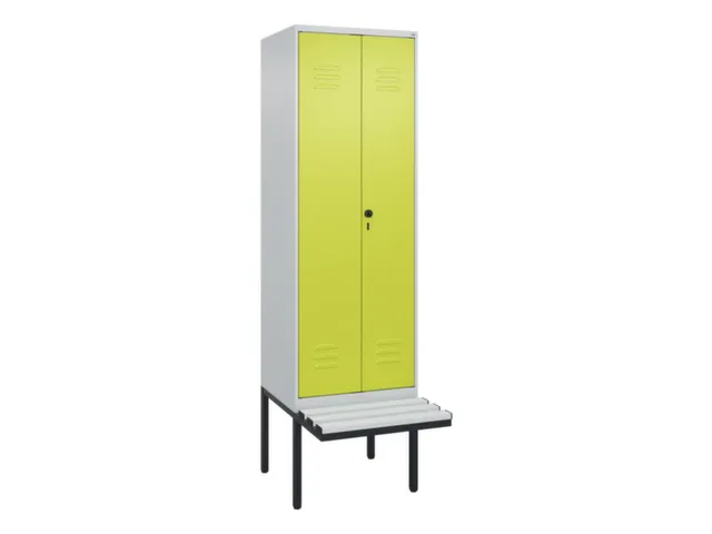 PBM-locker met bank,HxBxD 2120x600x815mm,2vak,vak B 300mm,draaigrendel